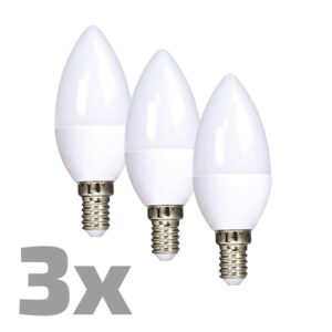ECOLUX LED-pirn Ecolux 3-pakendis, küünal, 6W, E14, 3000K, 450lm, 3 tk
