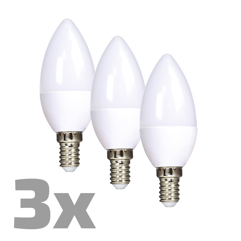 ECOLUX LED-pirn Ecolux 3-pakendis, küünal, 6W, E14, 3000K, 450lm, 3 tk
