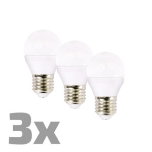 ECOLUX LED-pirnid Ecolux 3 tk, minigloob, 6W, E27, 3000K, 450lm, 3 tk