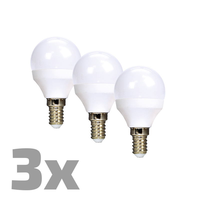 ECOLUX LED-pirnid Ecolux 3 tk, minigloob, 6W, E14, 3000K, 450lm, 3 tk
