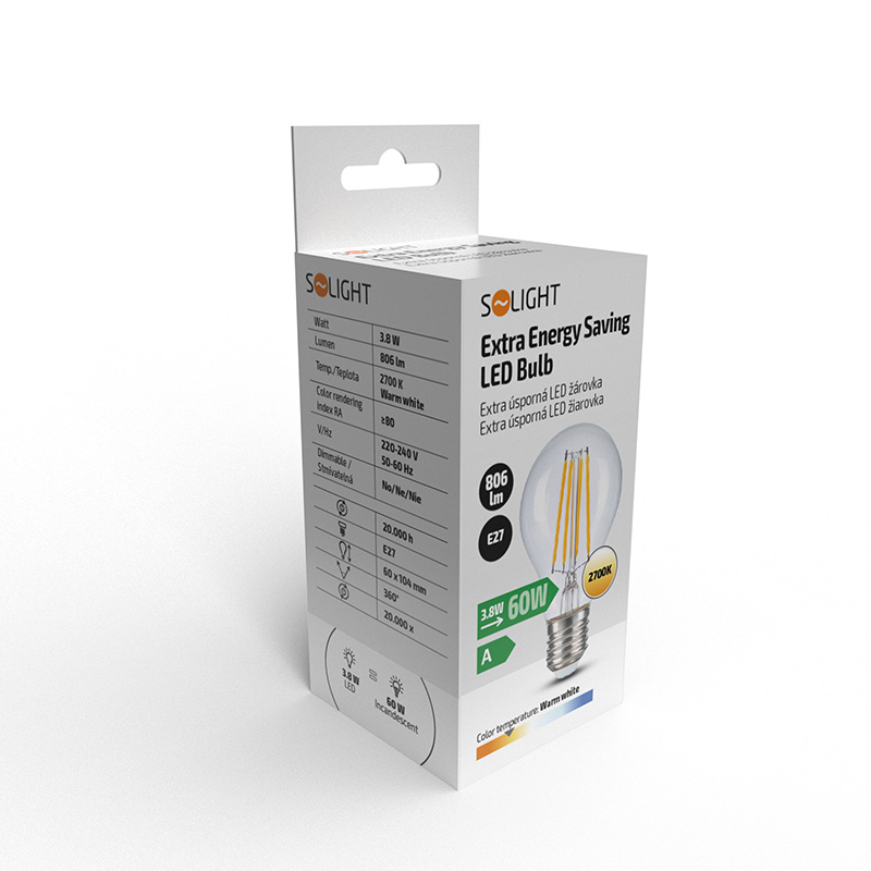 Solight extra energiasäästlik LED-pirn 3,8 W, 806 lm, 2700 K, 60 W ekvivalent - Image 2