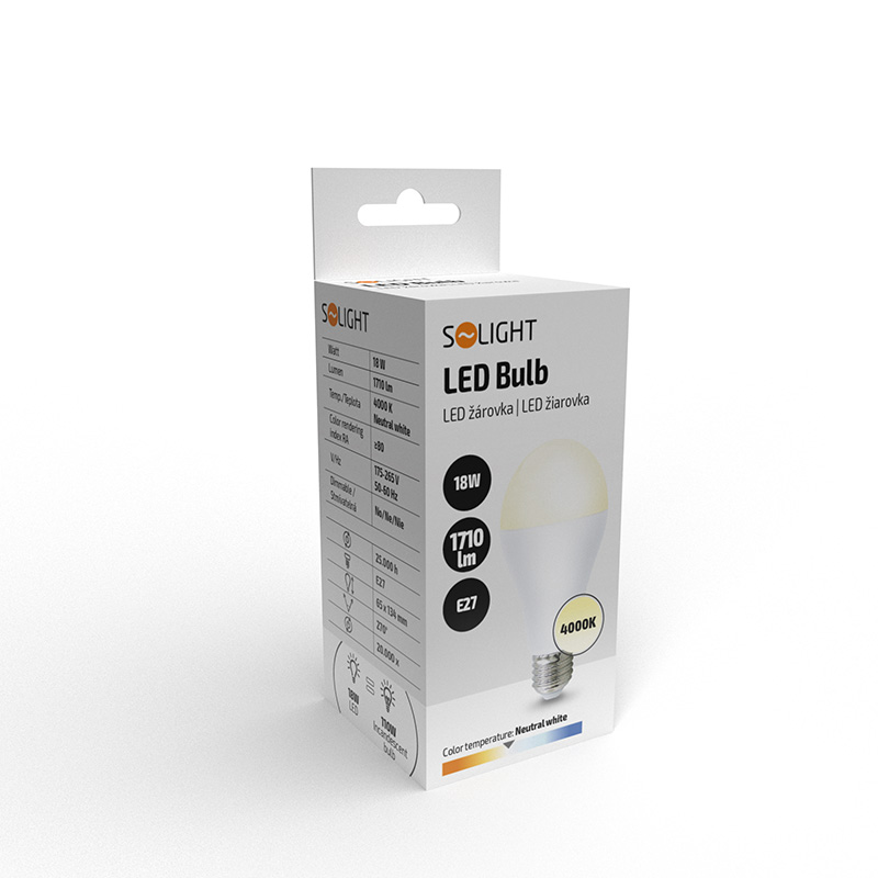Solight LED-pirn, klassikalise kujuga, 18W, E27, 4000K, 270°, 1710lm - Image 2